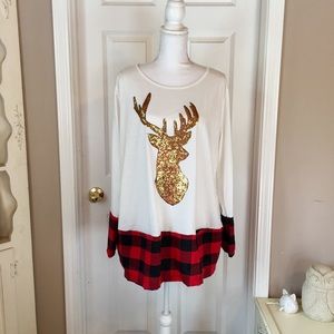 Glitter Reindeer Top